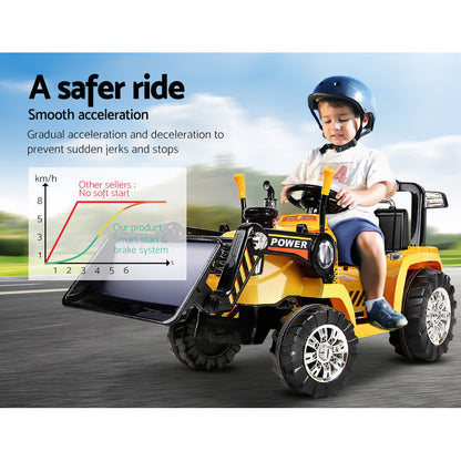 Rigo Kids Ride On Bulldozer Digger Electric Car Yellow