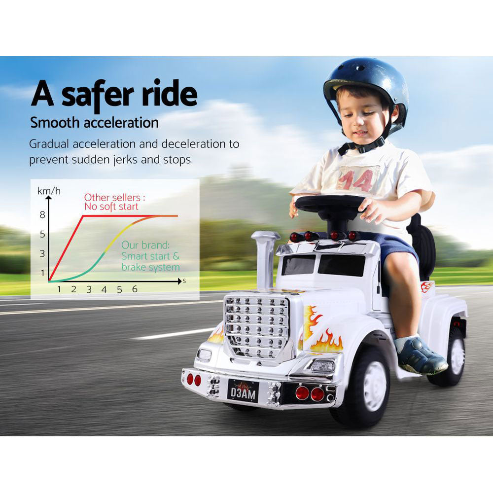 Kids Electric Toy Truck 6v Ride-on Kids Car - White
