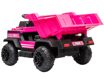 ROVO KIDS Electric Ride On Children's Toy Dump Truck with Bluetooth Music - Pink