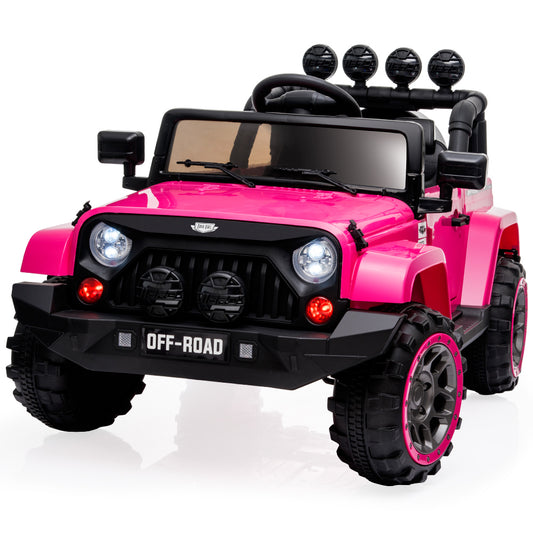 Electric Ride On Car 12V 4WD Jeep Inspired for Girls - pink Color