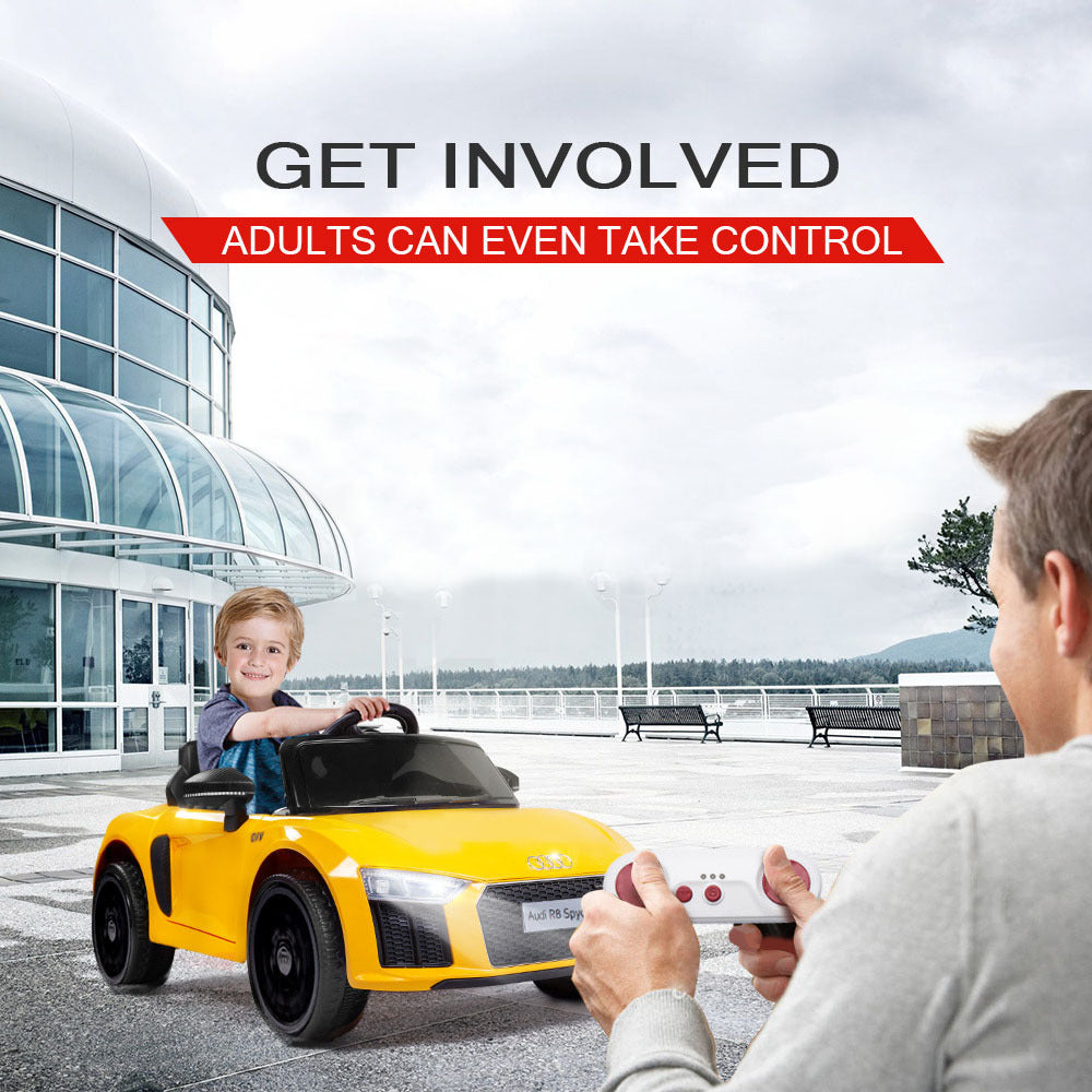 Rovo Kids Kids Ride-On Car Licensed AUDI R8 SPYDER Battery Electric Toy Remote 12V Yellow