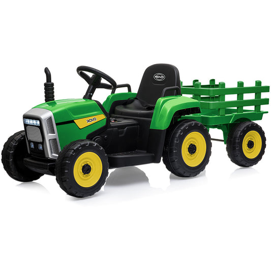 ROVO KIDS Electric Battery Operated Ride On Tractor, Green and Yellow