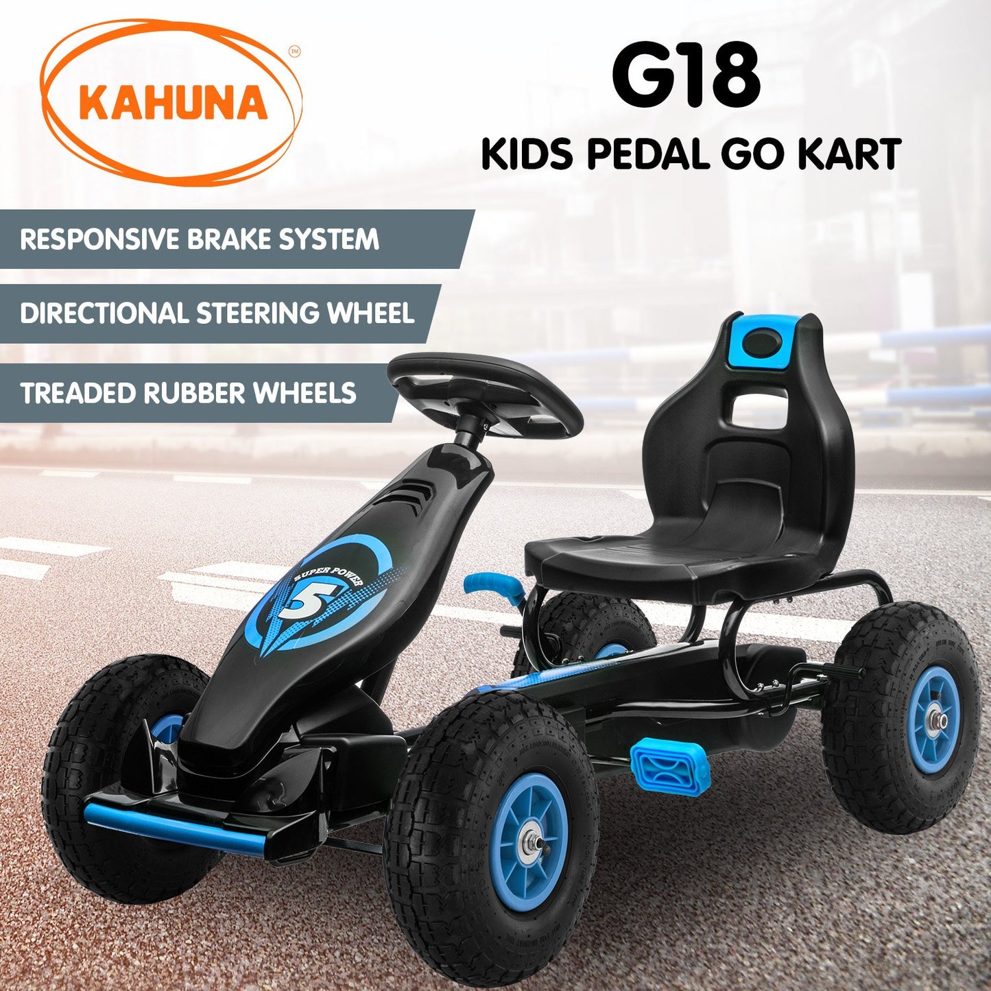 Kahuna G18 Kids Ride On Pedal Go Kart - Blue