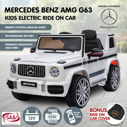 Kahuna Mercedes Benz AMG G63 Licensed Kids Ride On Electric Car Remote Control - White