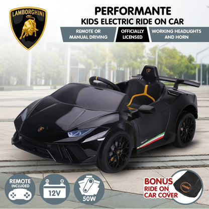 Lamborghini Performante Kids Electric Ride On Car Remote Control - Black