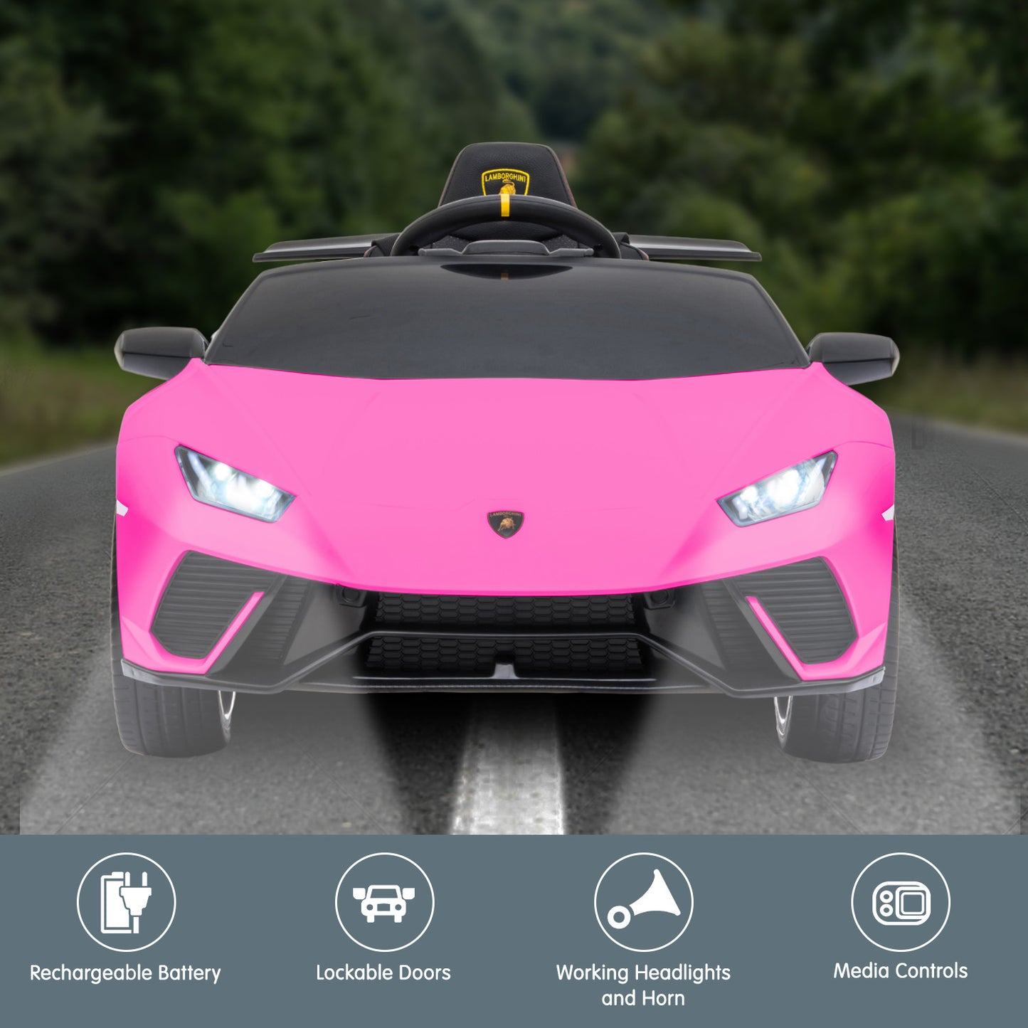 Lamborghini Performante Kids Electric Ride On Car Remote Control - Pink