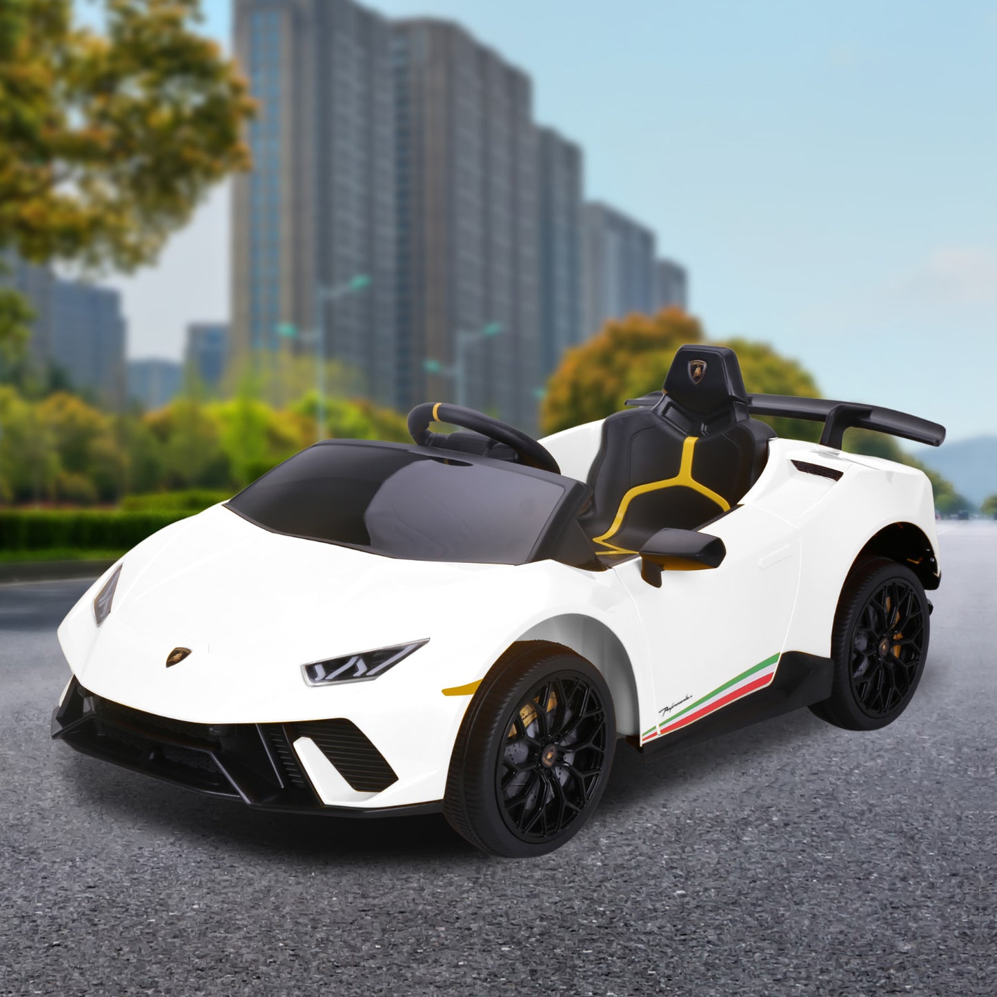 Lamborghini Performante Kids Electric Ride On Car Remote Control - White